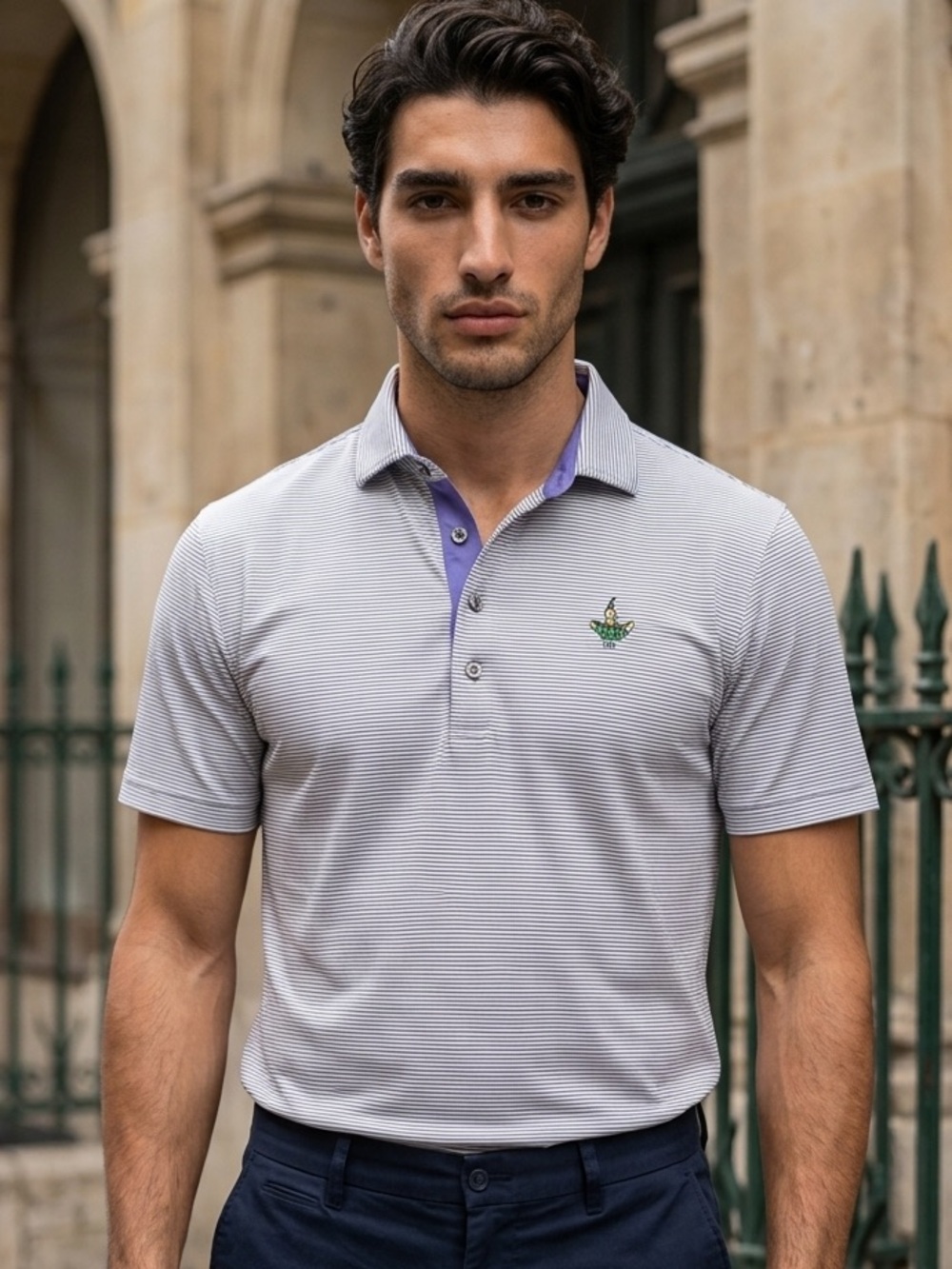 Greyson Saranac Striped Performance Golf Polo Canoe Brook CC